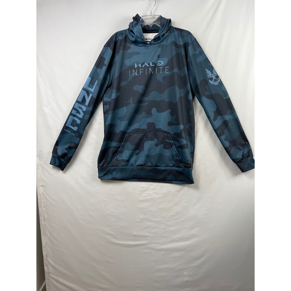 Xbox Halo Infinite Hoodie Mens Large Blue Camo Meta Threads UNSC Pullover